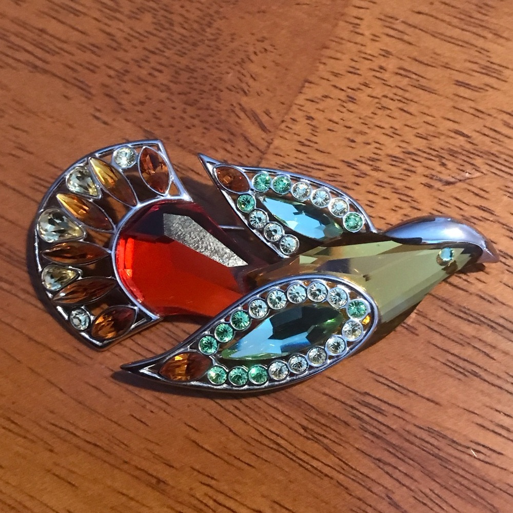 Swarovski Multicolor Crystal Bird Brooch